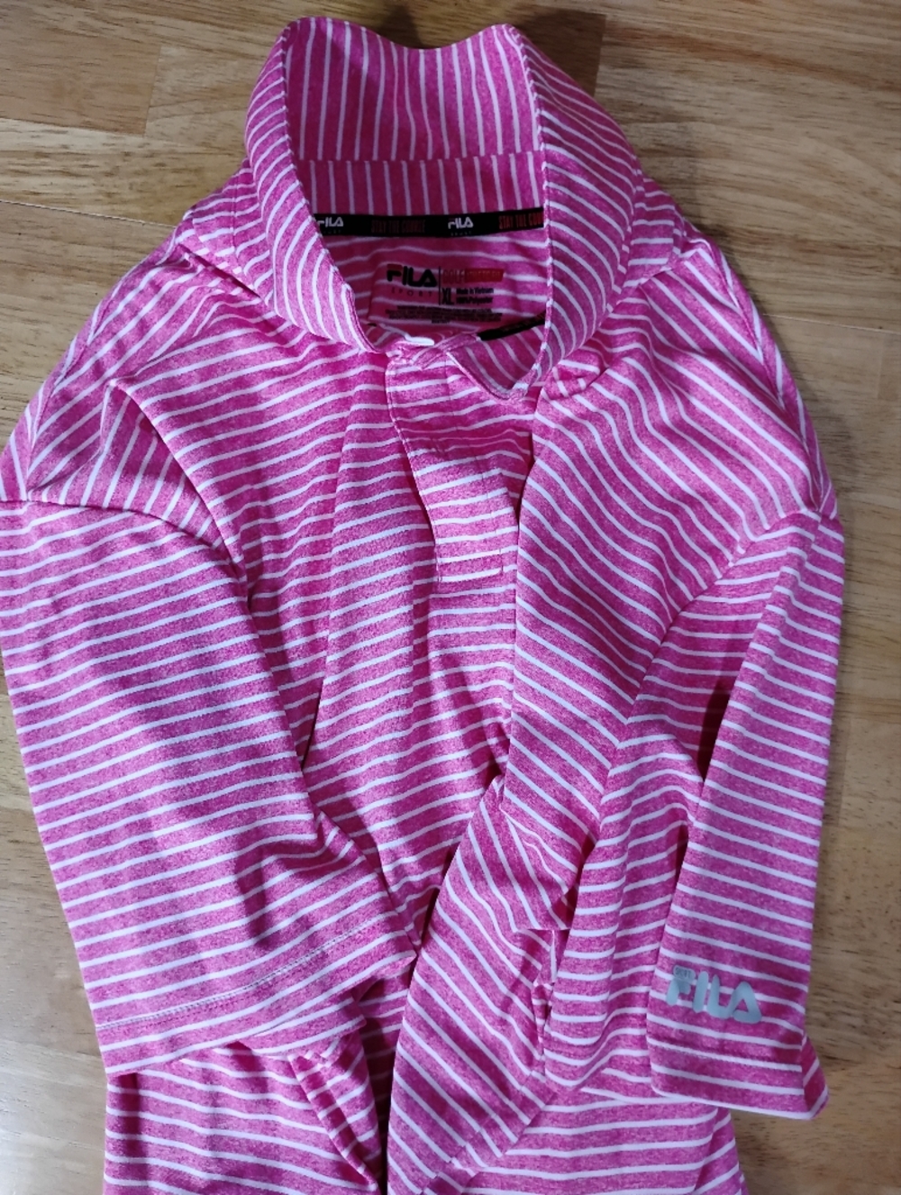 FILA Pink & White Striped Button-Up Shirt